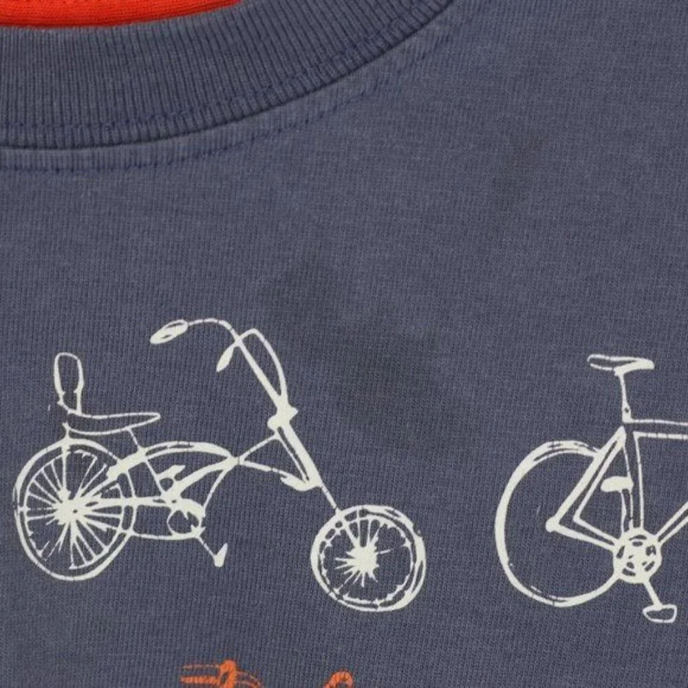 Hanna Andersson Boys Size 10 Blue White Bicycle Graphic Crewneck Long Sleeve Tee - Picture 6 of 9